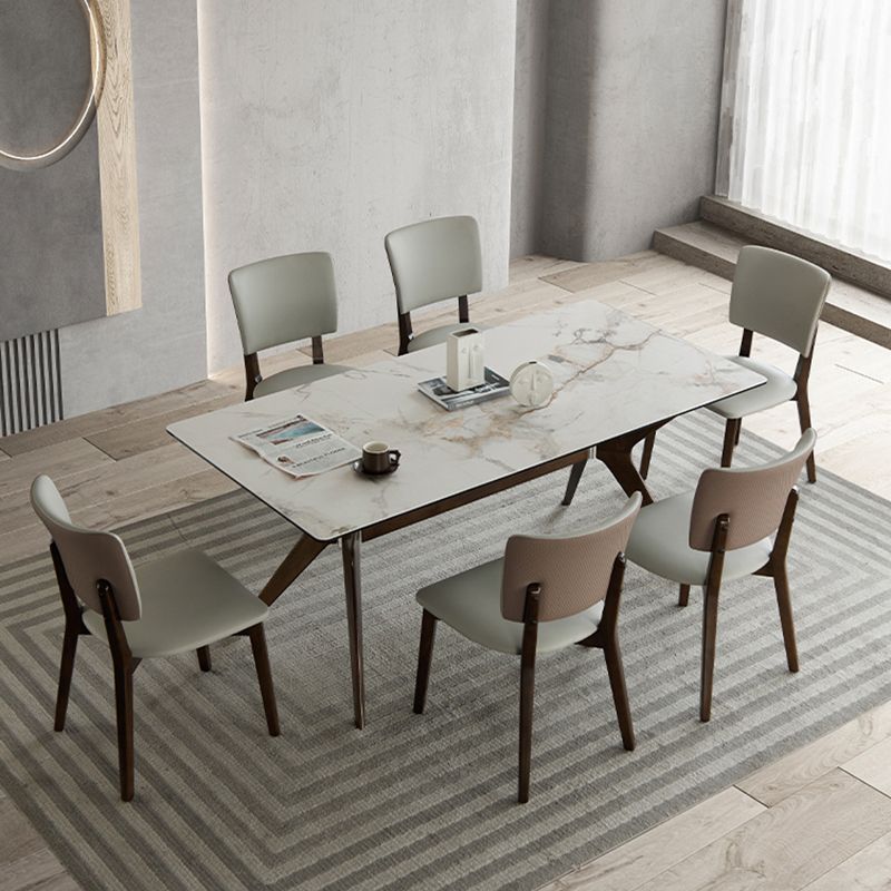 Medieval Modern Sintered Stone Top Dining Table Rectangle Kitchen Table with 4 Legs