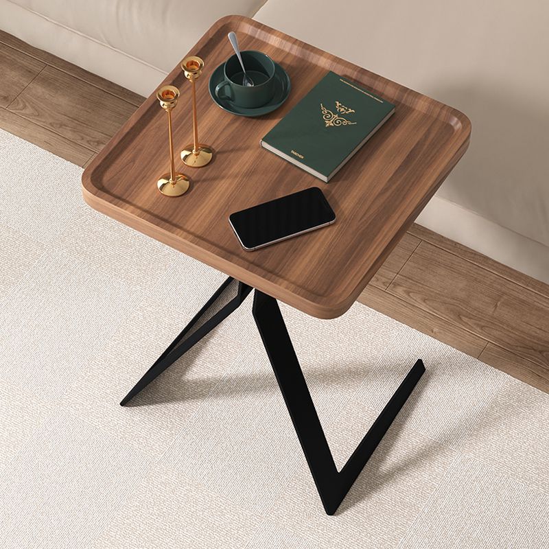 Metal and Wood Side Table Contemporary End Table for Living Room