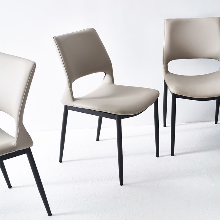 Open Back Side Chair Industrial Style Faux Leather Side Chair