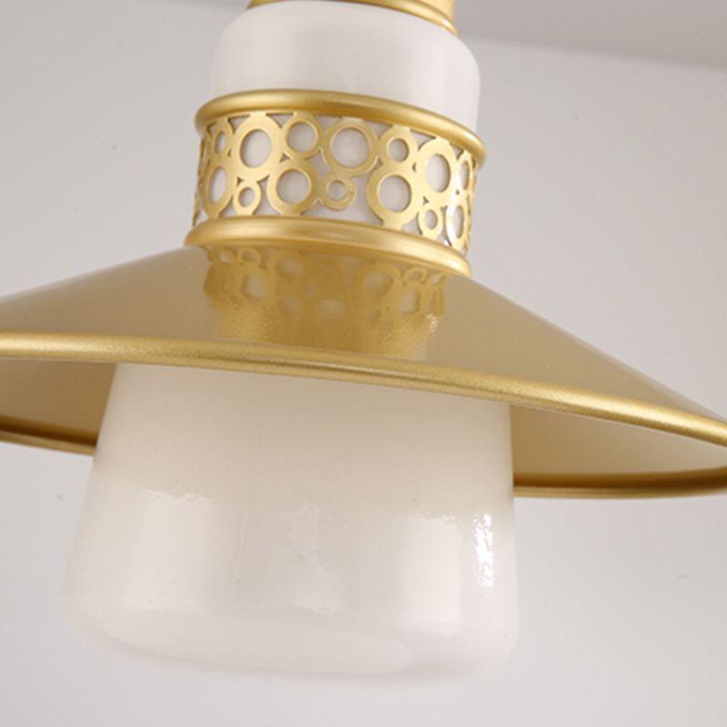 Cilindrische inbouwlamp Traditionele 1-lichts close-to-plafondlamp met glazen kap