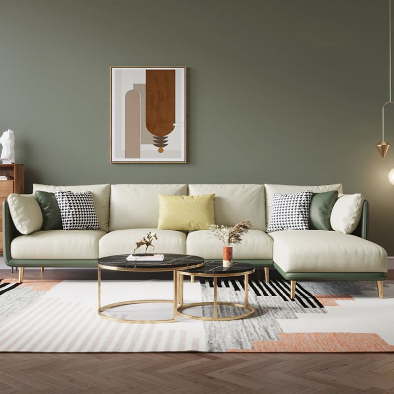 Nordic Square Arm Faux Leather Living Room Pillows Sofa Chaise