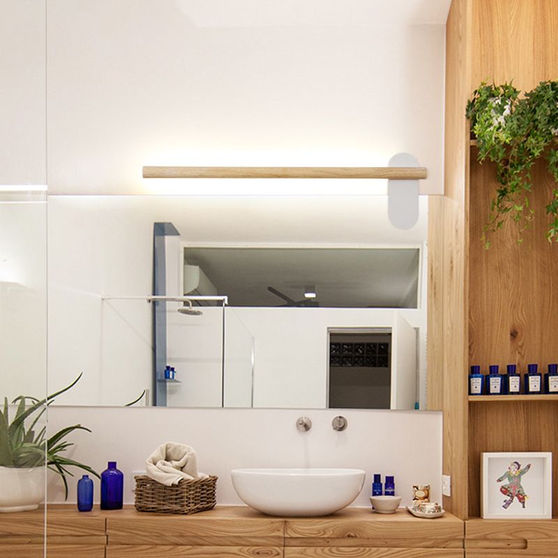 Bar rond en bois mural vanité légère luminaire de vanité de style nordique pour salle de bain