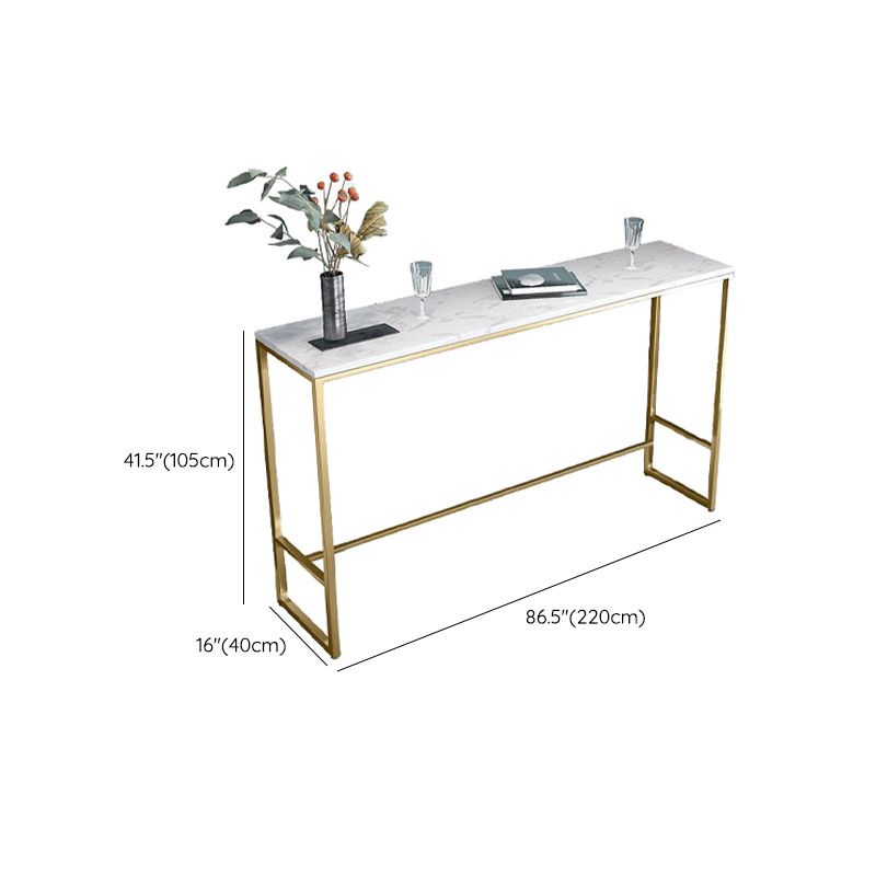 Glam Style Bar Table Faux Marble Top Bistro Table with Gold Base