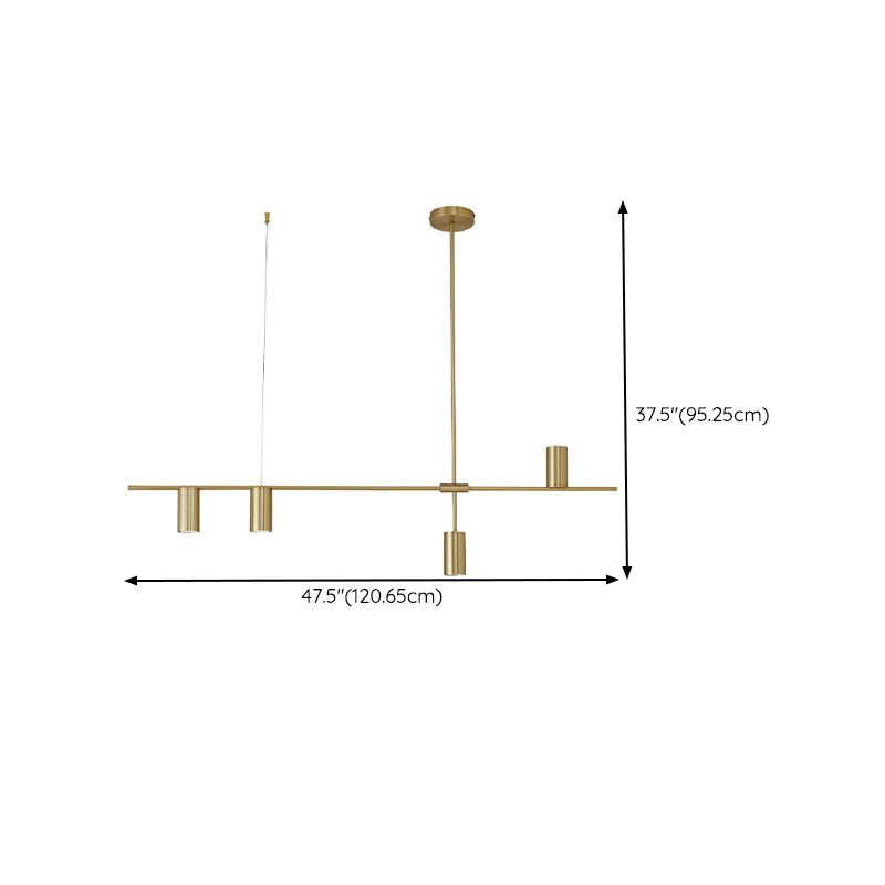 Multiple-Light Cylinder Island Pendant Modern Metal Island Lighting