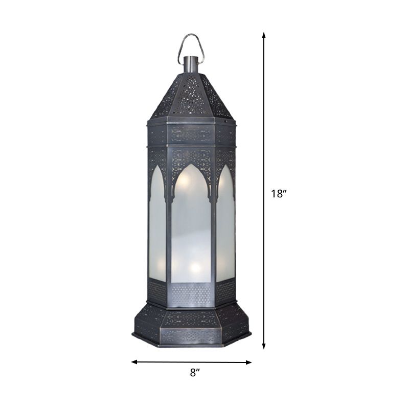 Tower de bureau Vintage Light 3 lumières lampe de nuit métallique en gris avec une teinte en verre d'opale