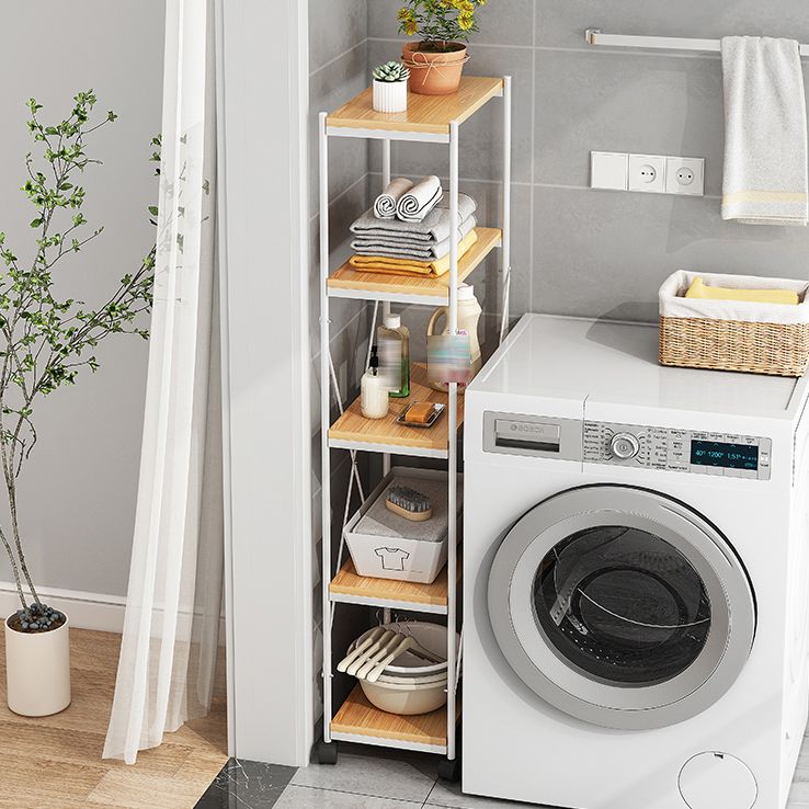 Scandinavian Style Etagere Bookcase Metal Open Back Bookshelf with Wheels