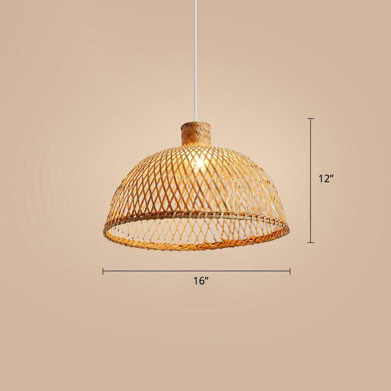 Chinese Style Handmade Ceiling Light Bamboo Single Restaurant Hanging Pendant Light in Wood