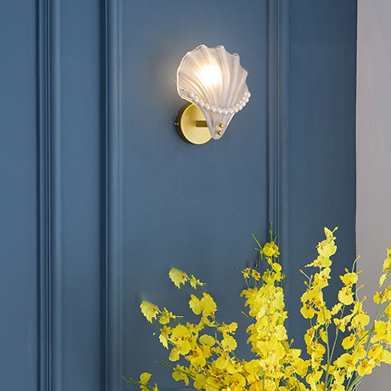 Golden Finish Single Contemporary Wall Mounted Sconce Glass Wall Light