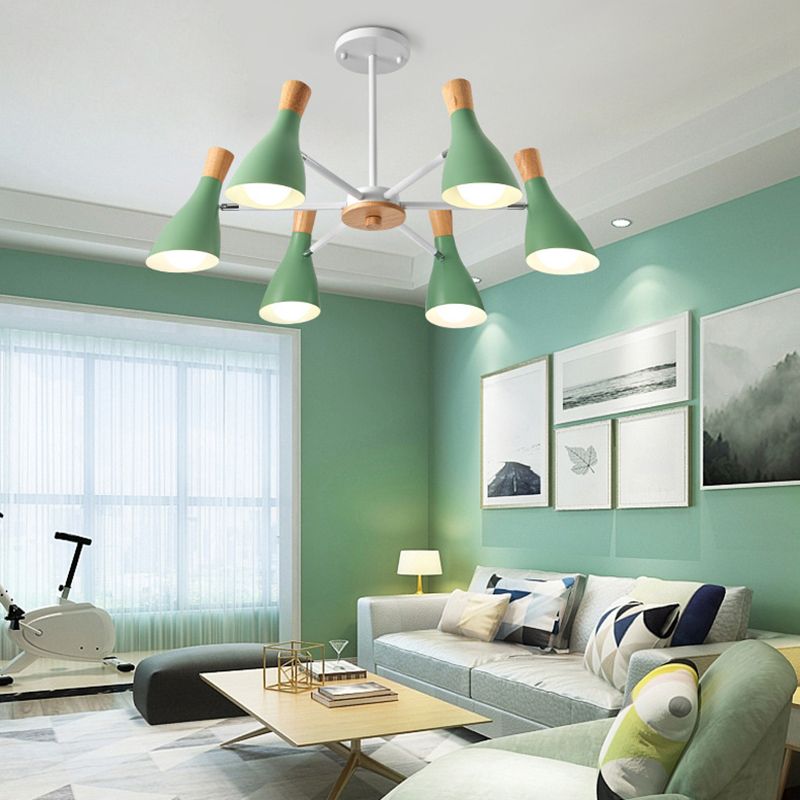 Multi Light Cone Hangende kroonluchter Moderne Macaron Style Metal Hanging Lamp voor restaurant