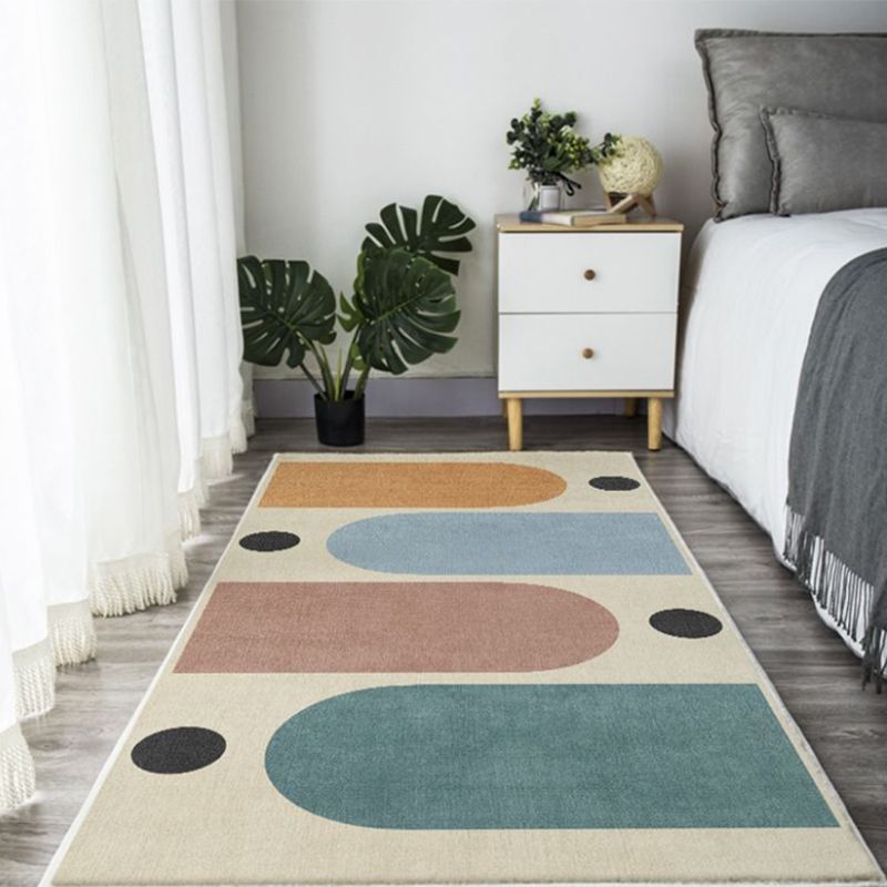 Black Nordic Rug Polyester Circle Indoor Rug Non-Slip Backing Rug for Living Room