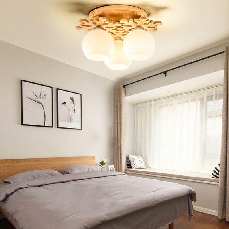 Minimalist Ball Shape Ceiling Light Fixture Glass Bedroom Ceiling Mount Lamp Fixture