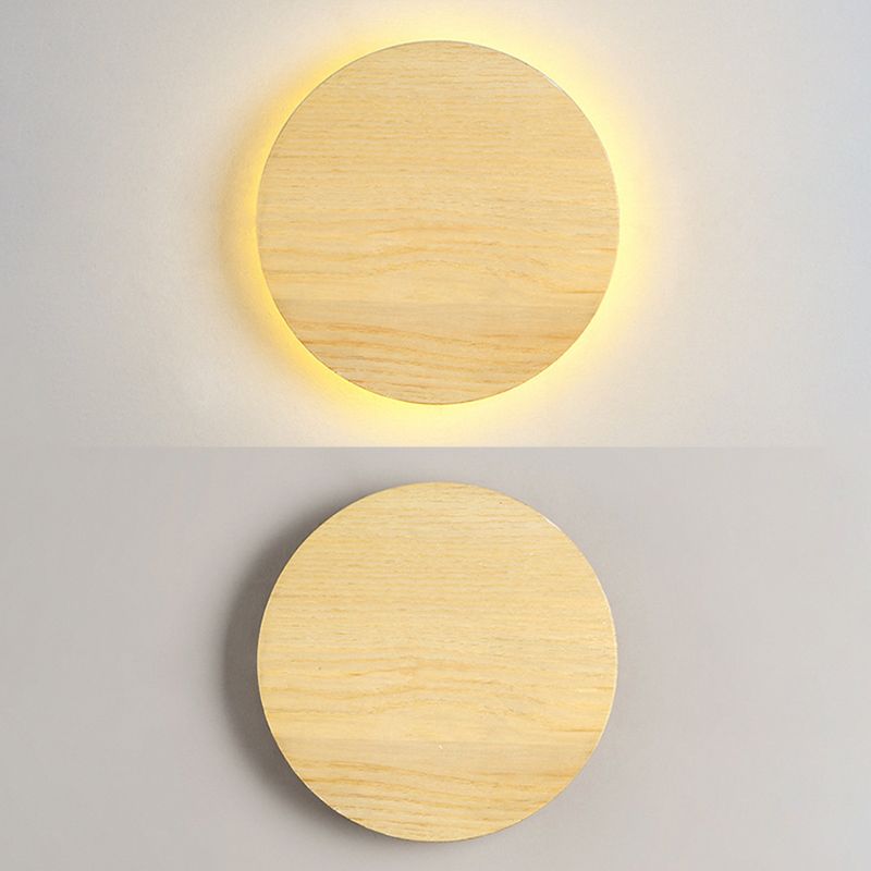 Nordic Style Wood Wall Light Round Shape 1 Light LED Wall Sconce for Bedroom