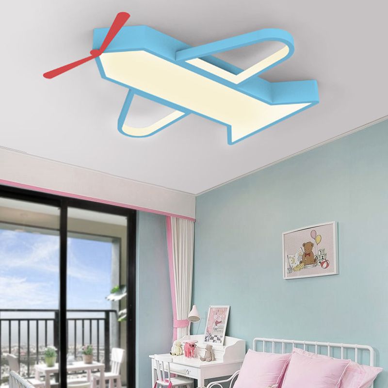 Unterputzbeleuchtung für Flugzeugschlafzimmer, LED-Pendelleuchte im Cartoon-Stil aus Metall und Acryl in Blau