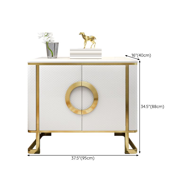 Marble Buffet Table Glam Style Side Board with Cabinets and Drawers