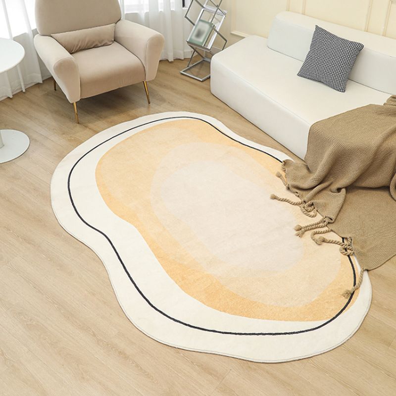 Light Orange Line Rug Polyester Modern Rug Non-Slip Backing Rug for Home Decor