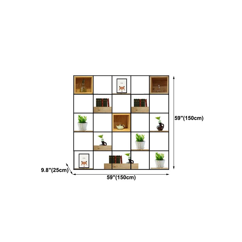 Modern Solid Wood Bookshelf Metal Etagere Bookshelf Open Back 9.8" W