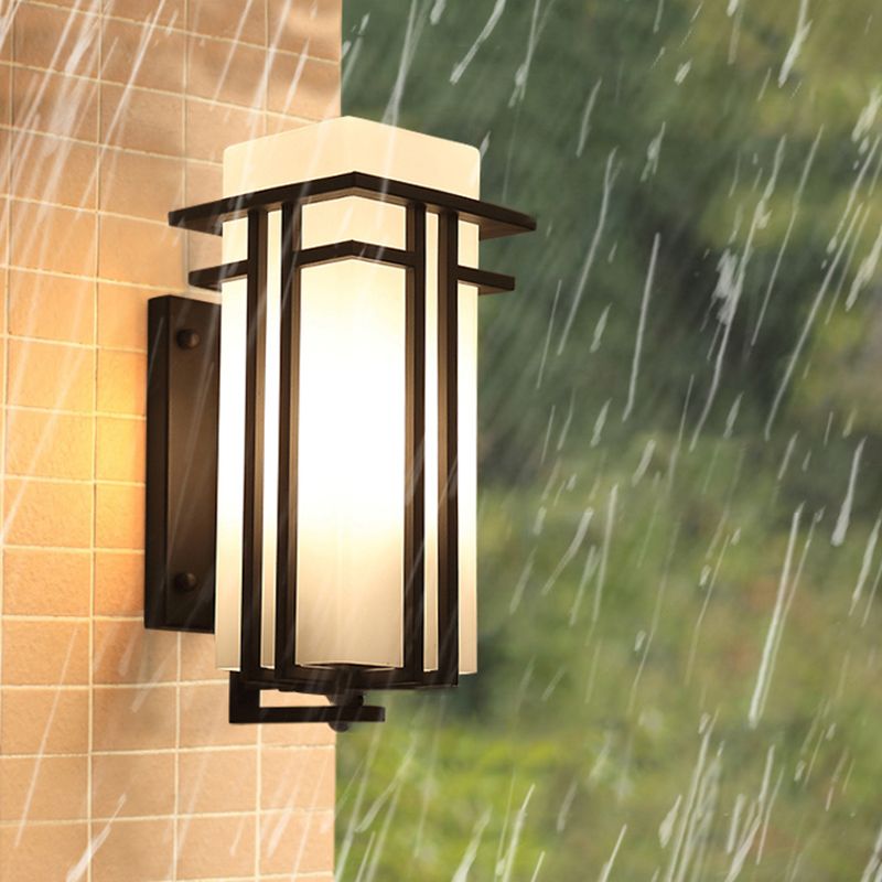 Luz de pared de vidrio de forma cuadrada estilo moderno 1 lámpara de montaje de pared ligera en negro