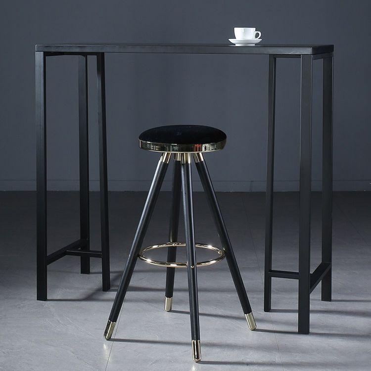 Contemporary Indoor Rectangle Trestle Bar Dining Table with Metal Legs