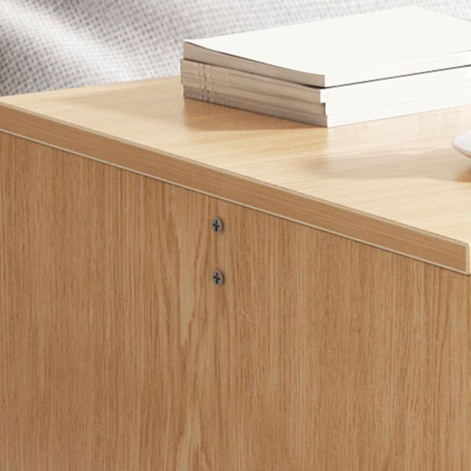 Brown Rectangular Coffee Table Sled Base Wooden Cocktail Table