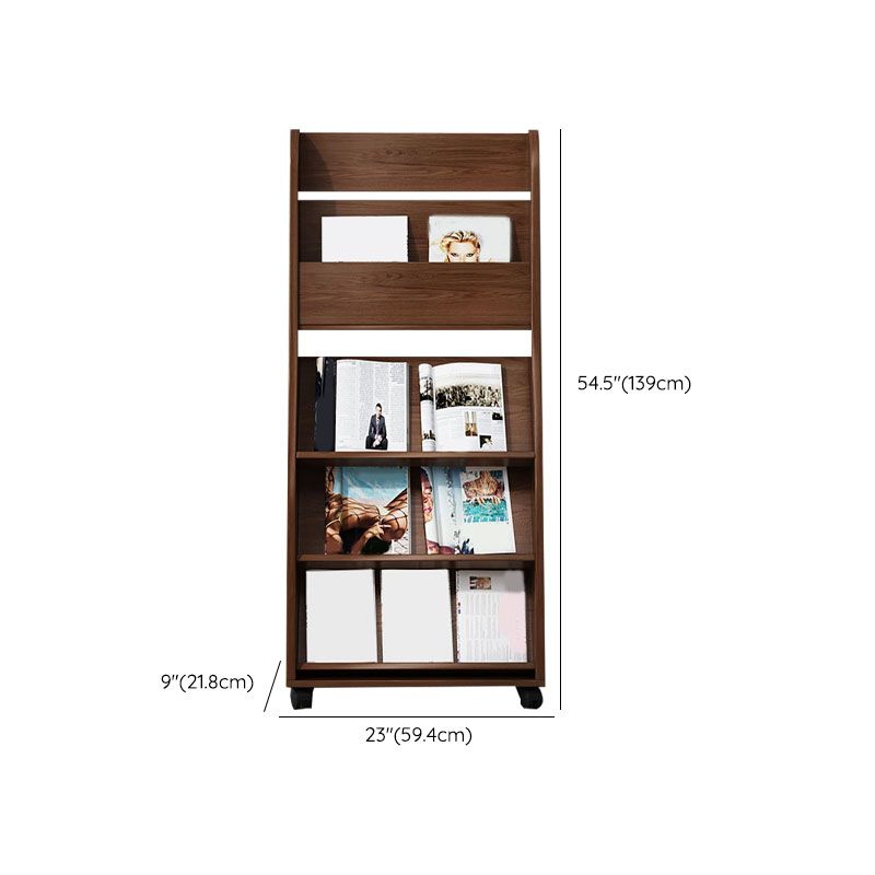 Contemporary Closed Back Bookcase Engineered Wood Vertical Bookshelf