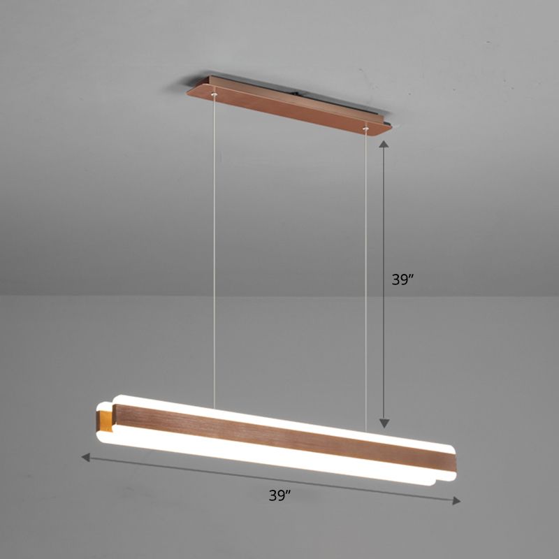 Linear Acrylic Hanging Light Fixture Minimalistic LED Island Pendant for Dining Room