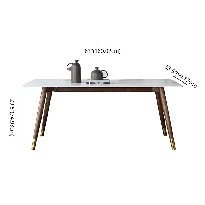 Modern Dining Room Set Rectangle Sintered Stone with 4 Legs Base Formal Kitchen Table Set