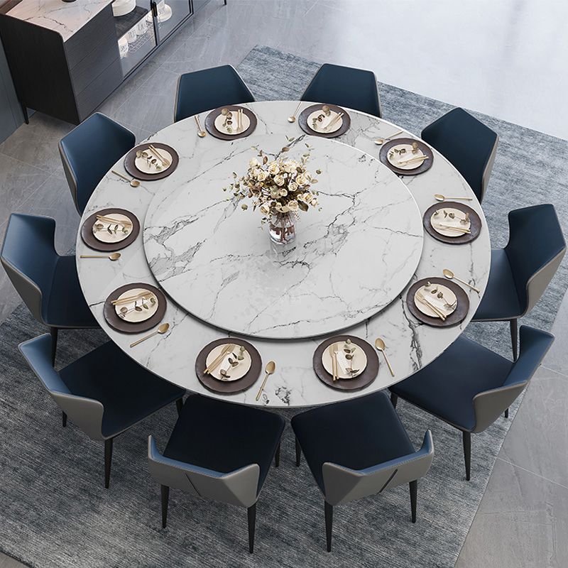 Table de marbre de style contemporain rond table à manger de base piédestal avec platine