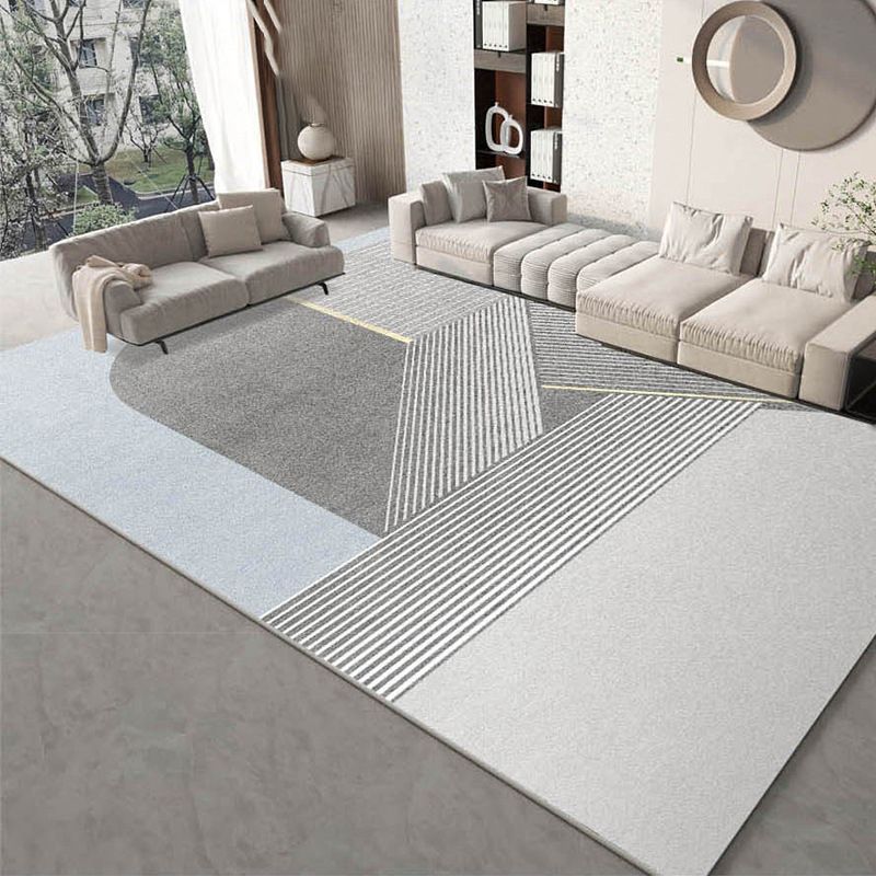 Modern Light Grey Carpet Polyester Geometry Carpet Washable Carpet for Home Decor