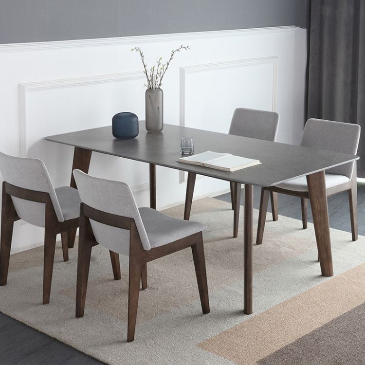 White Upholstered Dining Chairs Kitchen Dining Armless Chair with Wood Legs