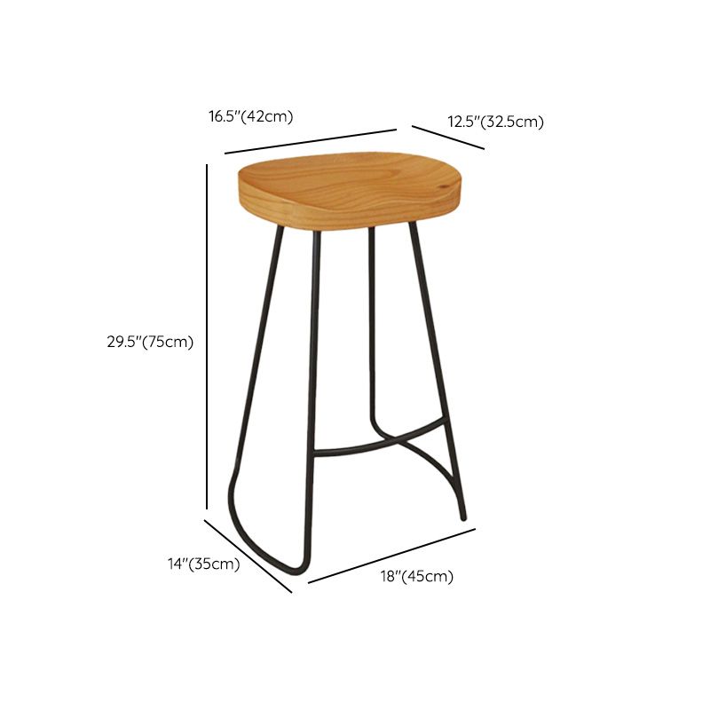 Contemporary Solid Wood Barstool Armless Bar Stool with Footrest