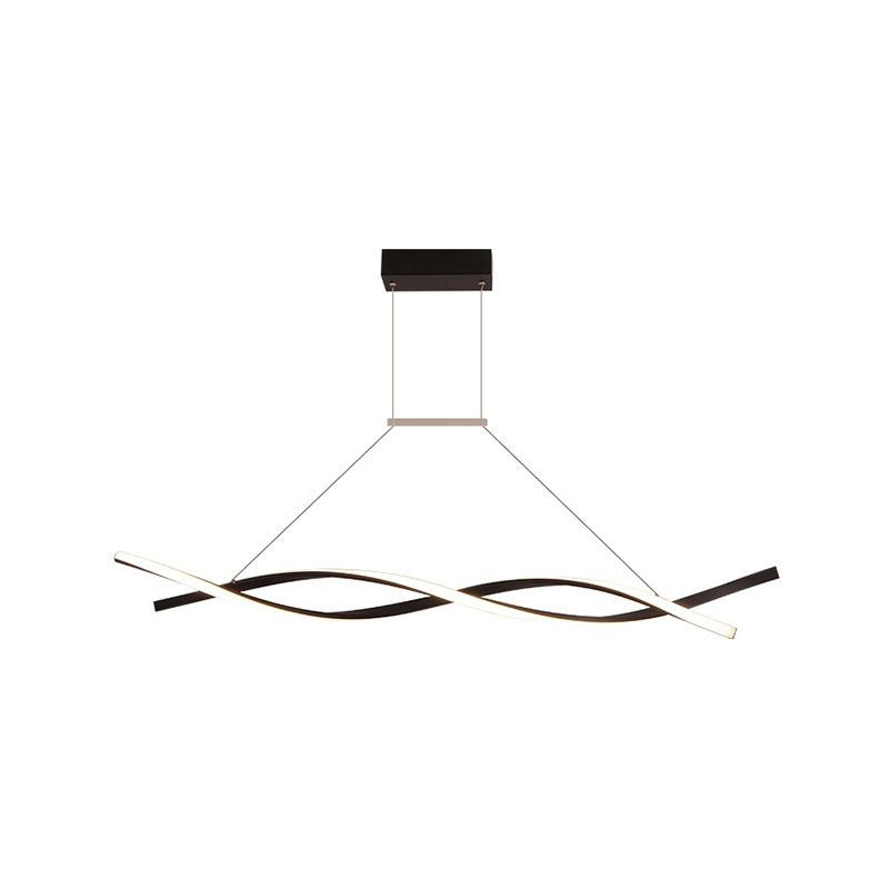 Stranded Linear Restaurant Hanging Light Acrylic Minimalist LED Island Pendant in Black/Grey, Warm/White Light