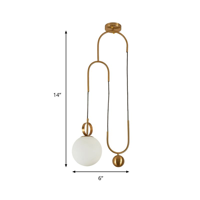 Postmoderne goldene hängende leichte Globus Schatten 1 Leichte Opalglas Anhängerlampe für Wohnzimmer