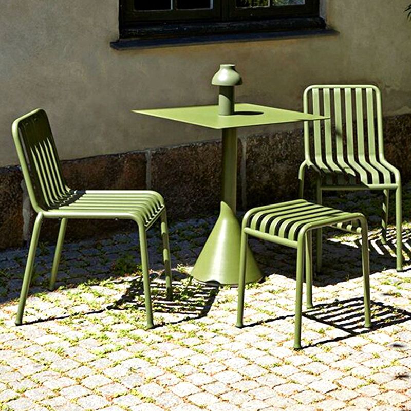 Modern Metal Outdoor Bistro Chairs Open Back Dining Chairs in Green