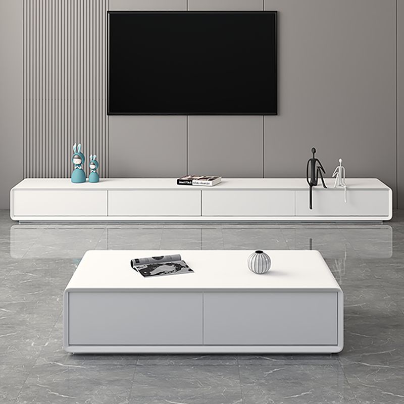 16 - Inch D White TV Console with Glide Drawer Included , Contemporary TV Stand