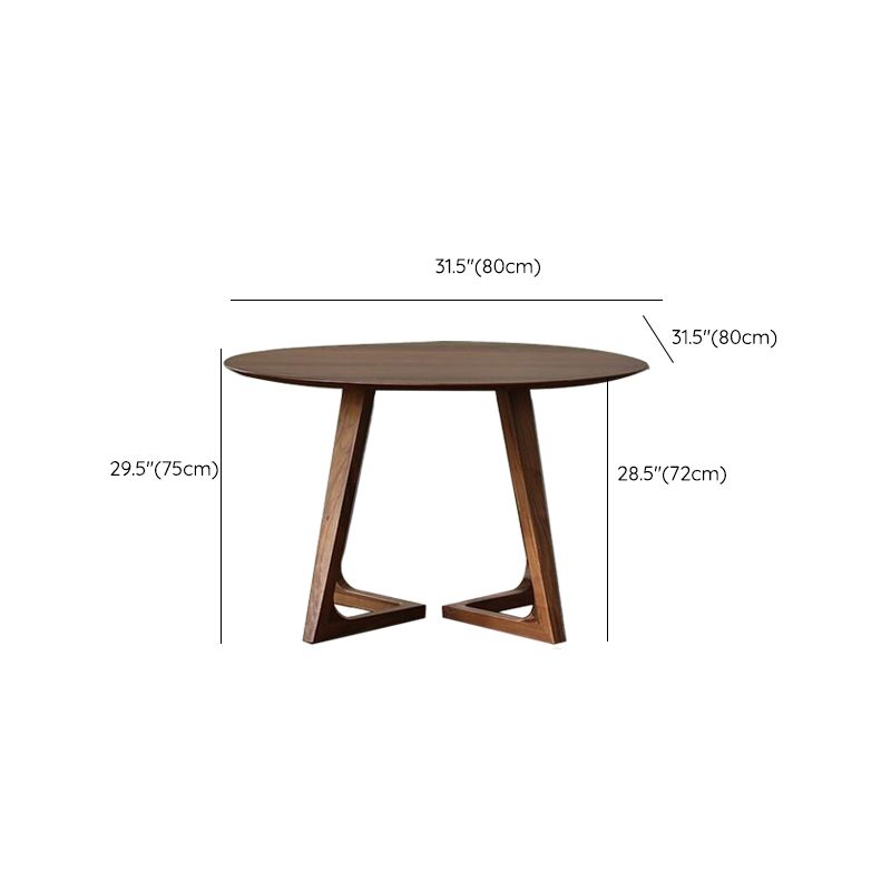 Round Brown Base Dining Table Modern Wood Table for Dining Room