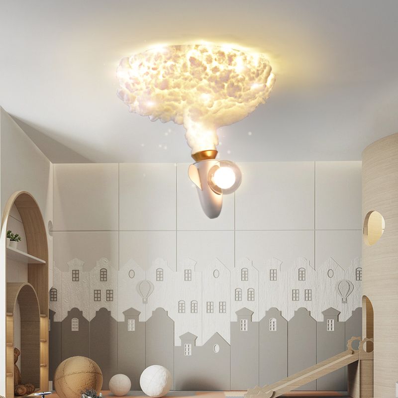 White Metal Cartoon Flush Mount LED Flush Light Fixture for Children's Room