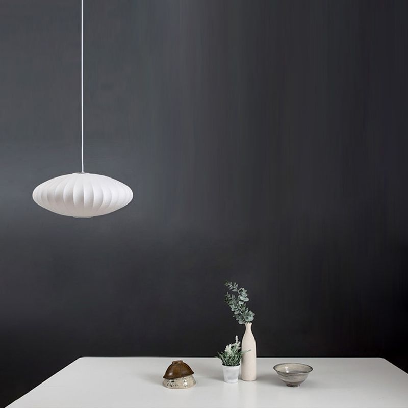 Luz de colgante nórdico moderno moderno de seda Luz de techo colgante blanco de 1 luces para la casa de té