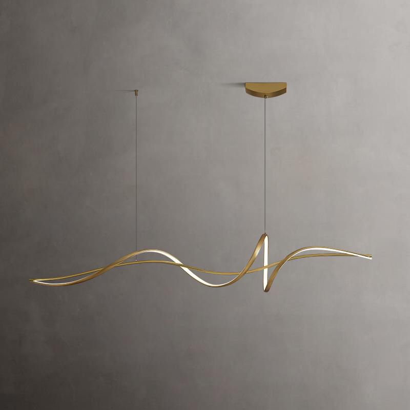 Minimalism Twisting LED Hanging Pendant Lights in Gold for Dining Room