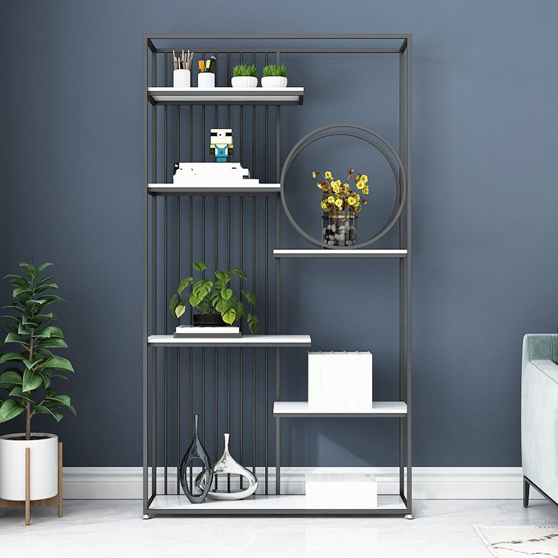 Metal and Wood Shelf Bookcase Open Etagere Book Shelf with 6 Shelves