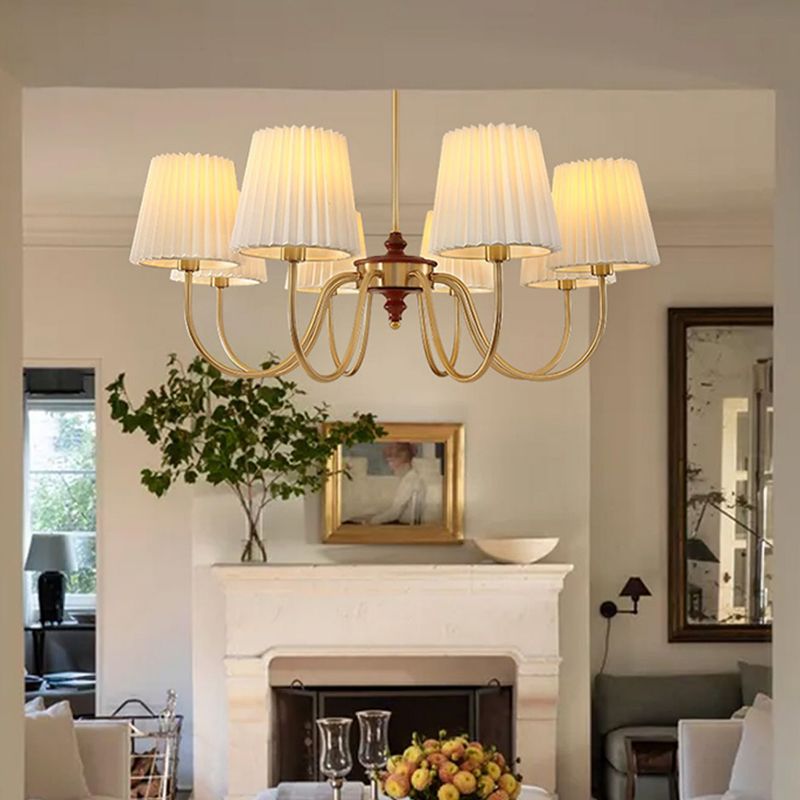 French Style Ceiling Light Cylinder Shape Ceiling Lamp with Fabric Shade for Bedroom
