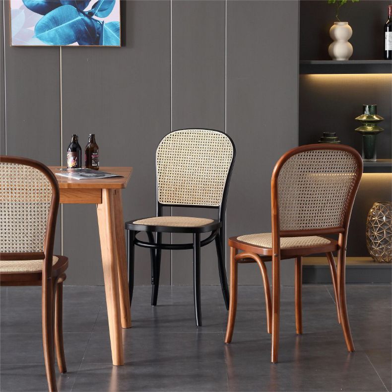 Dining Room Armless Chair indoor Wood Cane Back Dining Chair