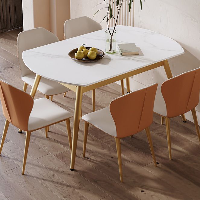 Modern Extendable Dining Table Stone Top Dining Table with 4 Legs