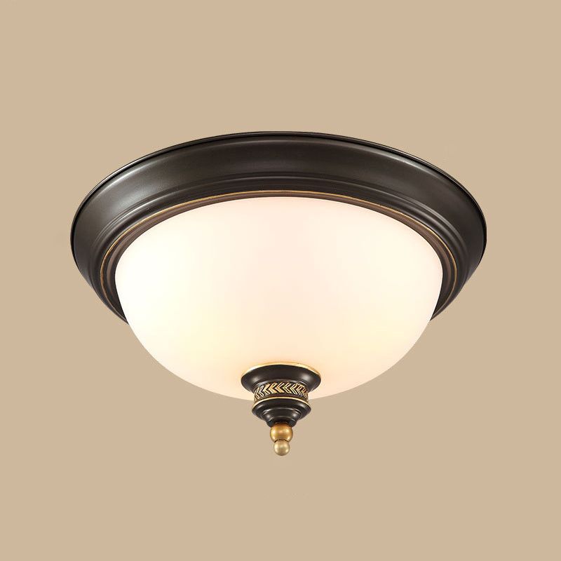13" Wide Bowl Flush Mount Classic Glass and Bronze Flush Ceiling Light for Bedroom