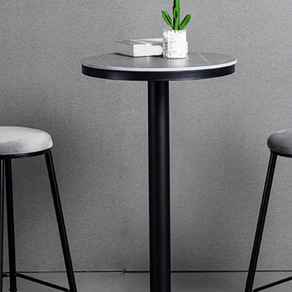 Industrial Round Bar Table Set 1/3 Pieces Stone Counter Table with Upholstered Stools