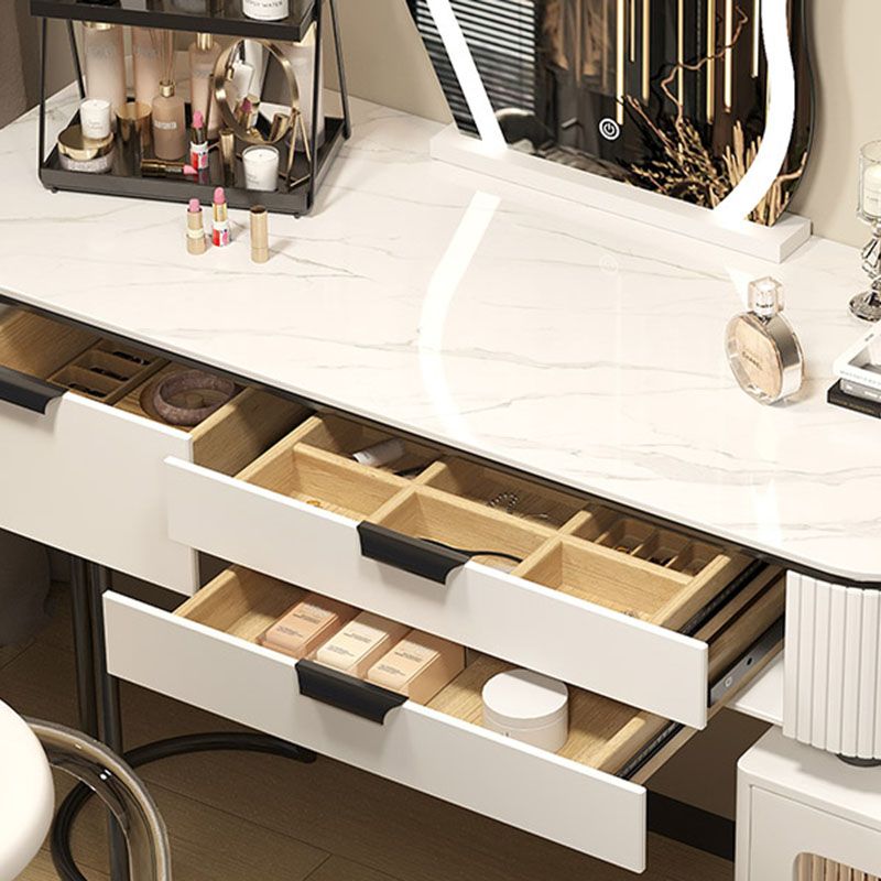 Contemporary Stone White Makeup Counter 31.5" H Bedroom Make-up Vanity