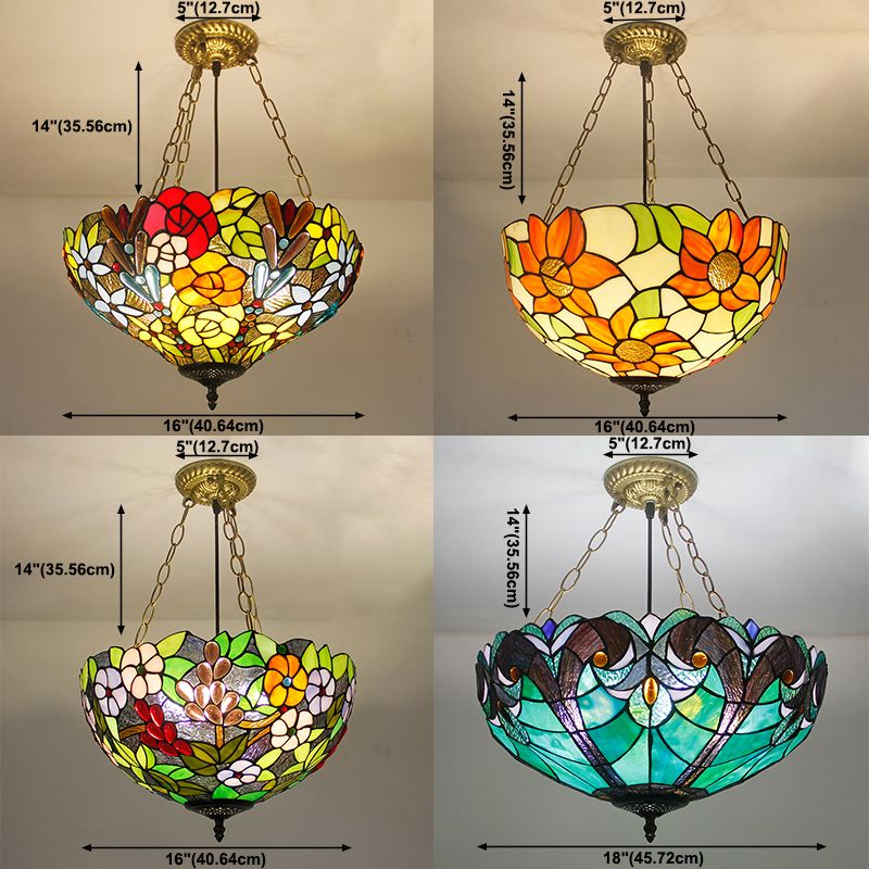 Lampadario art invertito in vetro a pendente a pendente a pendente tiffany in stile lampadario illuminazione