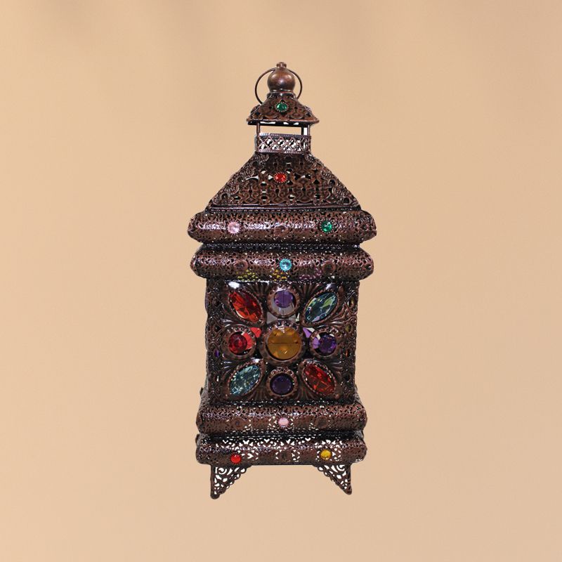 1-Licht-Metall-Nachttisch-Lampe Bohemian Bronze Laternen Wohnzimmer Nachttisch Beleuchtung