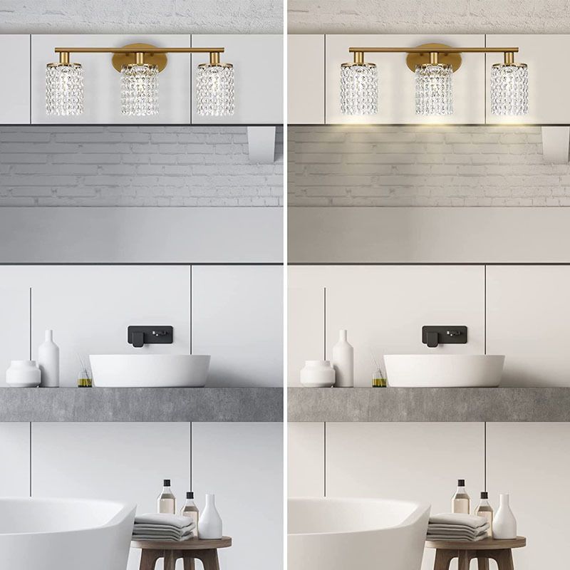 Modern Style Cylinder Vanity Lighting Fixtures Crystal Multi Lights Vanity Wall Sconce