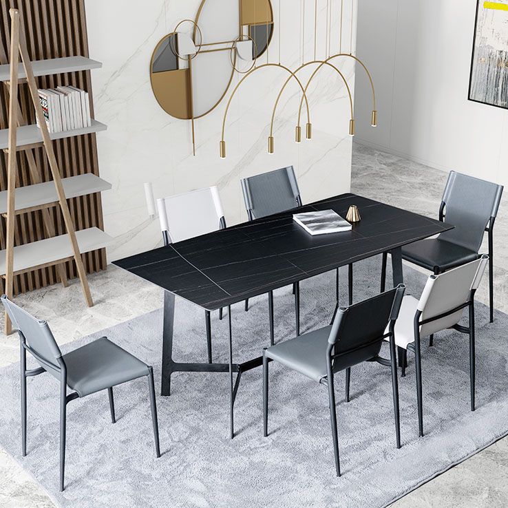 Accueil Chaises de salle à manger sans accoudoirs Chaises d'appoint en cuir avec pieds en métal (Ensemble de 2)