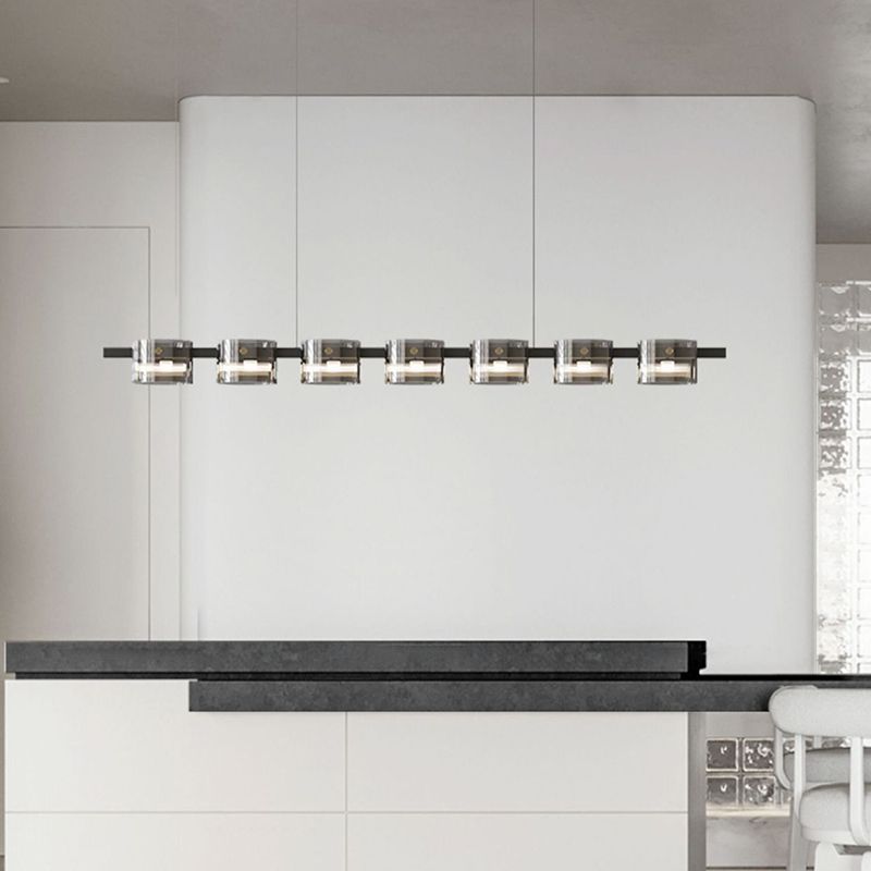 Modern Simple Hanging Island Light Glass LED Hanging Lighting Fixture for Sitting Room